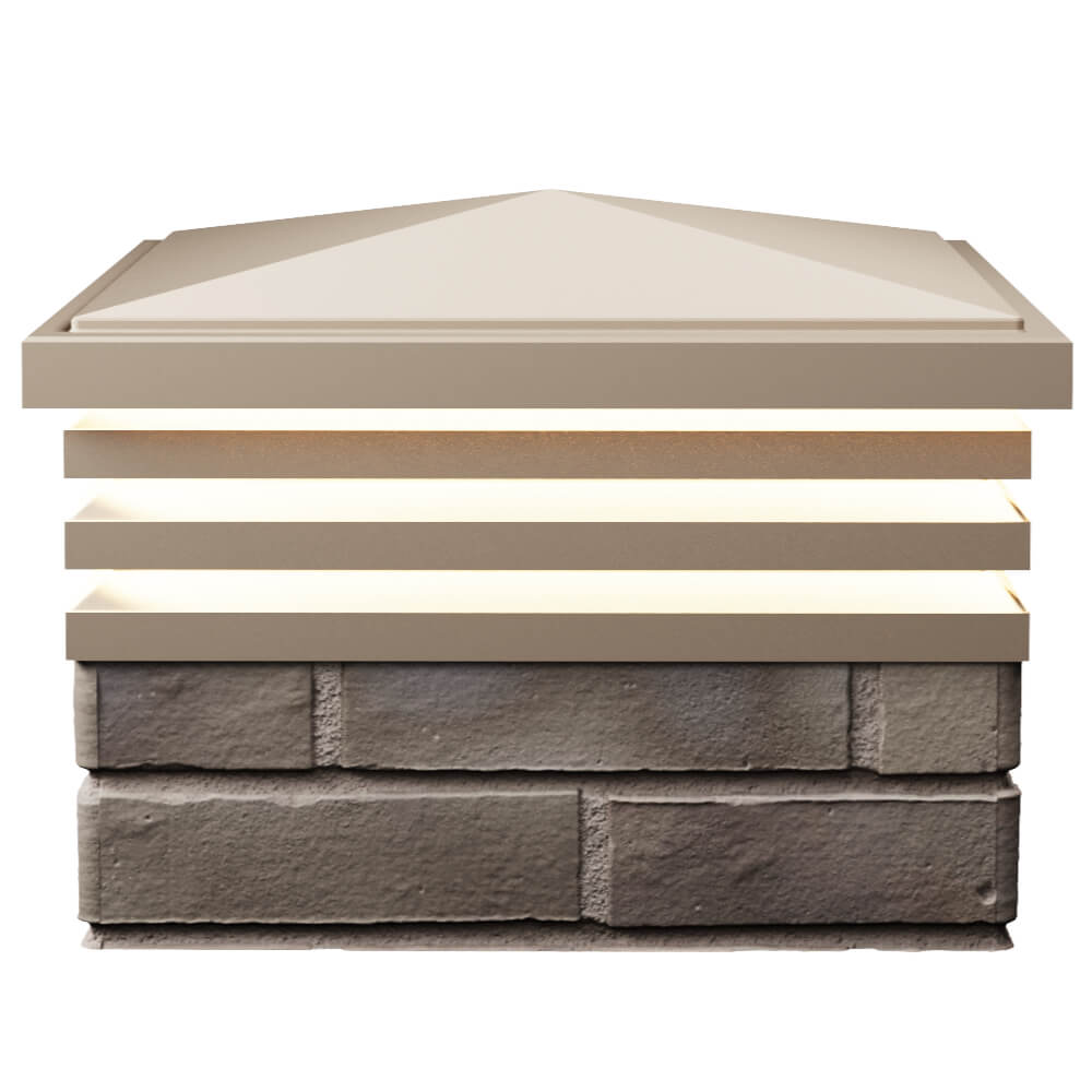 Колпак Zking Бона ХайТек Бежевый на столб 1.5х1.5 кирпича (385х385мм) с подсветкой в Добрянке фото