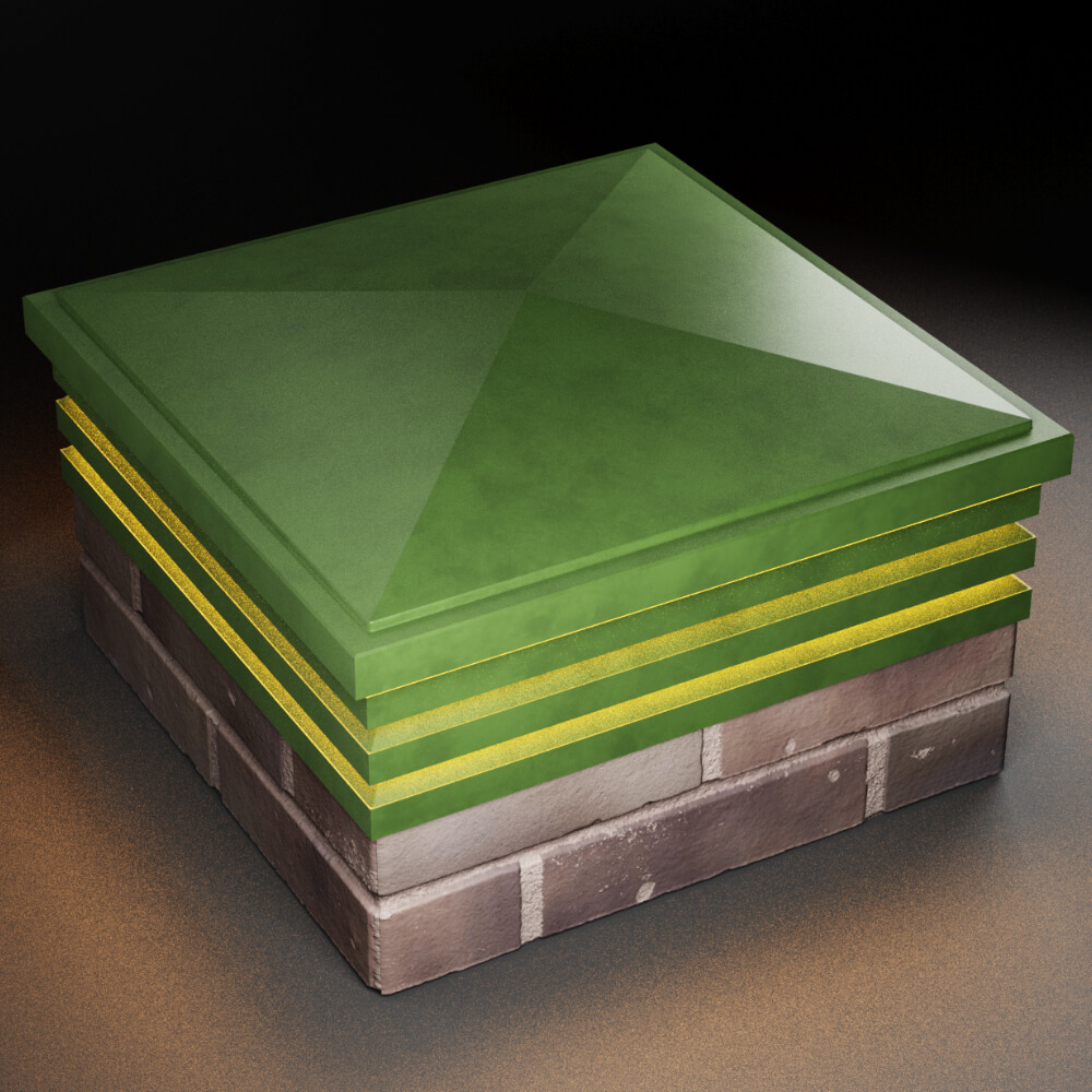 Колпак Zking Бона ХайТек Зеленый на столб 2х2 кирпича (513х513мм) с подсветкой в Добрянке фото