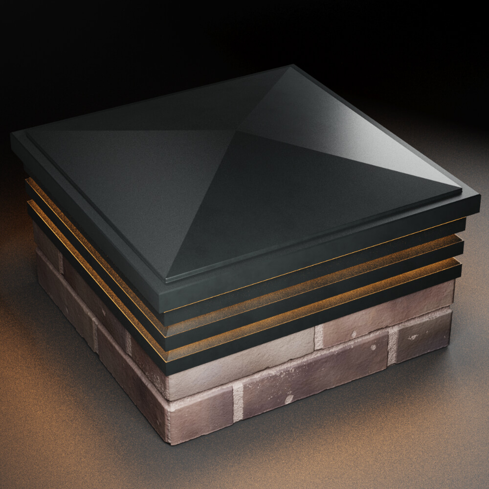 Колпак Zking Бона ХайТек Черный на столб 2х2 кирпича (513х513мм) с подсветкой в Добрянке фото