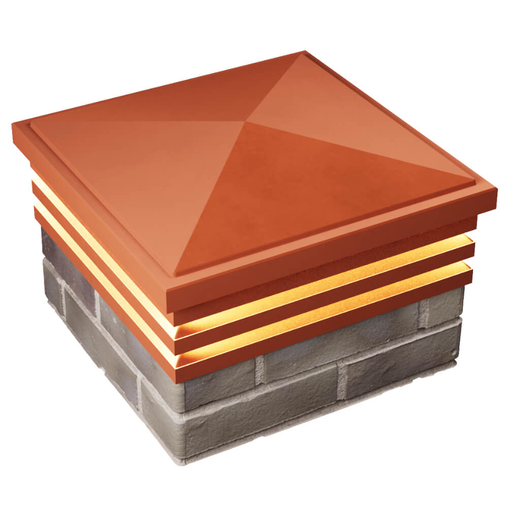 Колпак Zking Бона ХайТек Красный на столб 1.5х1.5 кирпича (385х385мм) с подсветкой в Добрянке фото