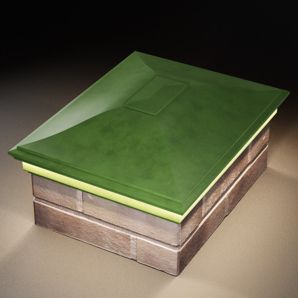 Колпак Zking Монблан Зеленый на столб 2х1.5 кирпича (515х385мм) c подсветкой в Добрянке фото