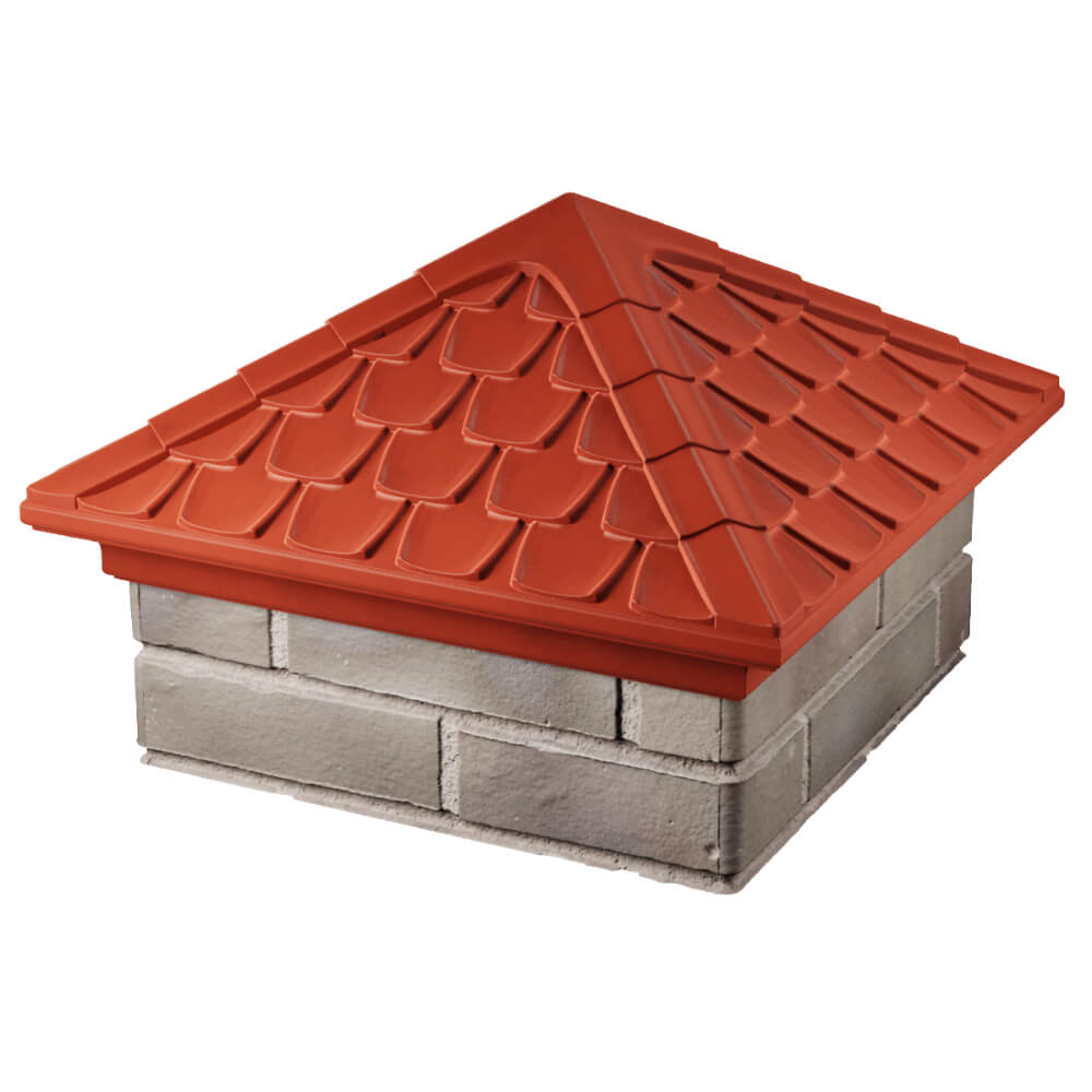 Колпак Zking Эльбрус Красный на столб 1.5х1.5 кирпича (385х385мм) в Добрянке фото