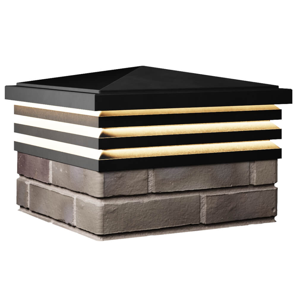 Колпак Zking Бона ХайТек Черный на столб 1.5х1.5 кирпича (385х385мм) с подсветкой в Добрянке фото