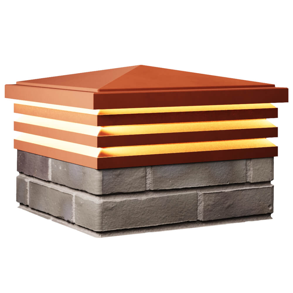 Колпак Zking Бона ХайТек Красный на столб 1.5х1.5 кирпича (385х385мм) с подсветкой в Добрянке фото