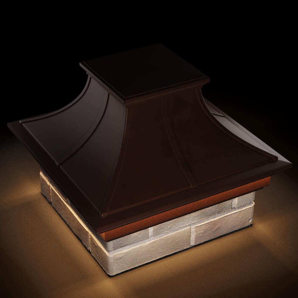 Колпак Zking Монблан Премиум Коричневый на столб 1.5х1.5 кирпича (385х385мм) с подсветкой в Добрянке фото