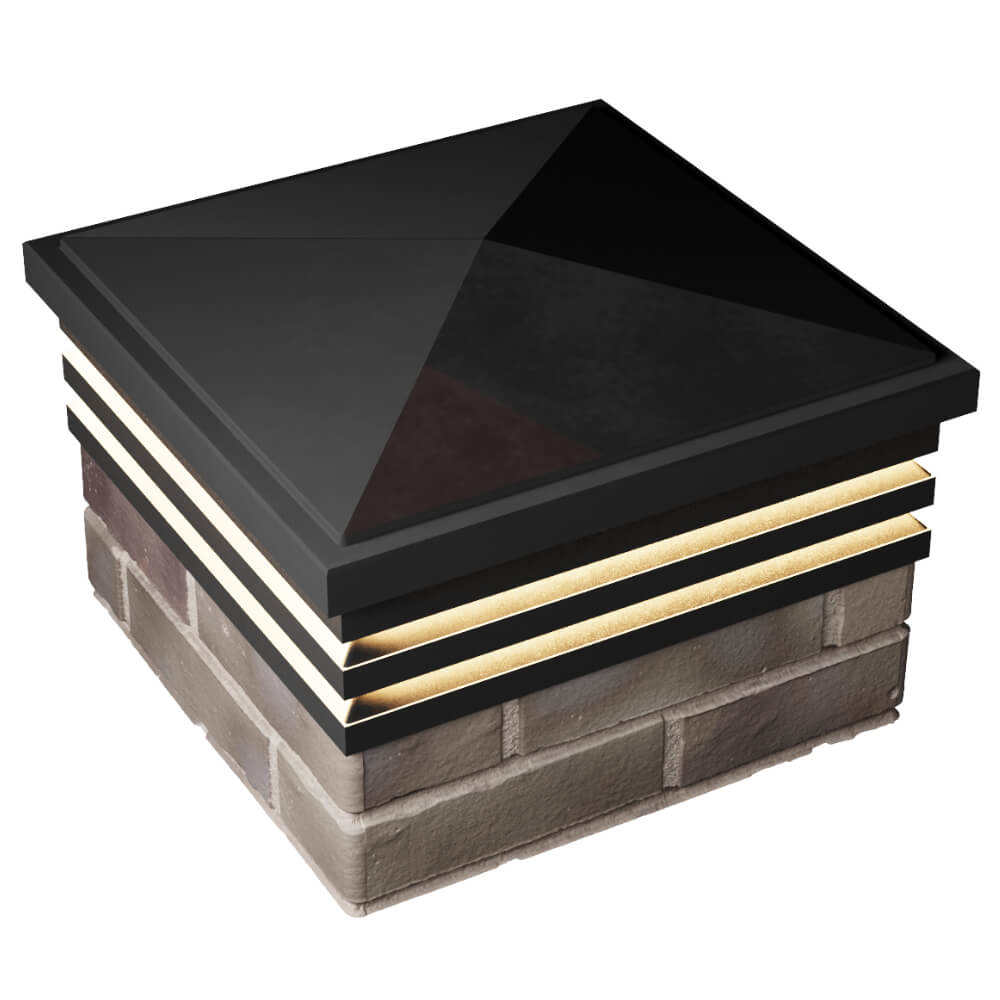 Колпак Zking Бона ХайТек Черный на столб 1.5х1.5 кирпича (385х385мм) с подсветкой в Добрянке фото