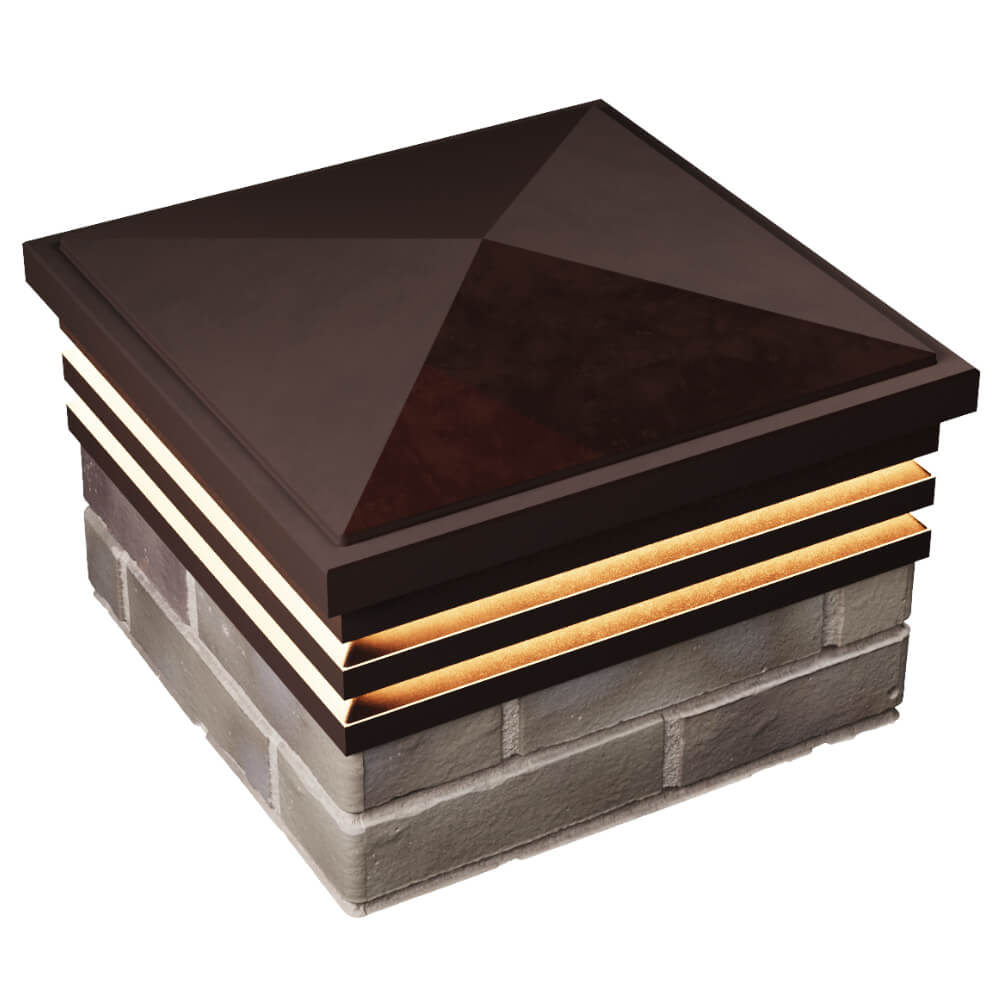 Колпак Zking Бона ХайТек Коричневый на столб 1.5х1.5 кирпича (385х385мм) с подсветкой в Добрянке фото