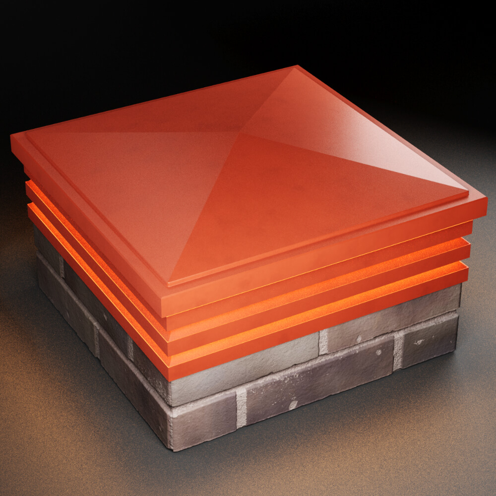 Колпак Zking Бона ХайТек Красный на столб 2х2 кирпича (513х513мм) с подсветкой в Добрянке фото