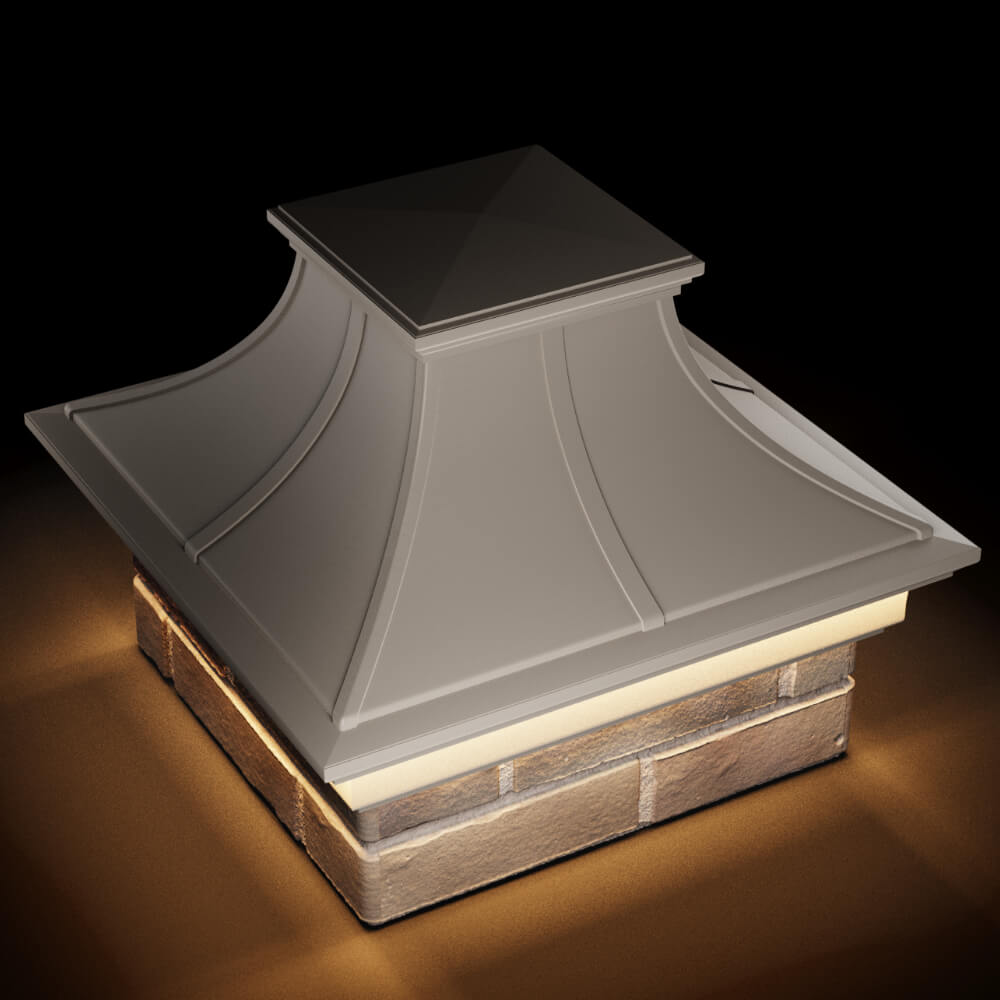 Колпак Zking Монблан Премиум Бежевый на столб 1.5х1.5 кирпича (385х385мм) с подсветкой в Добрянке фото