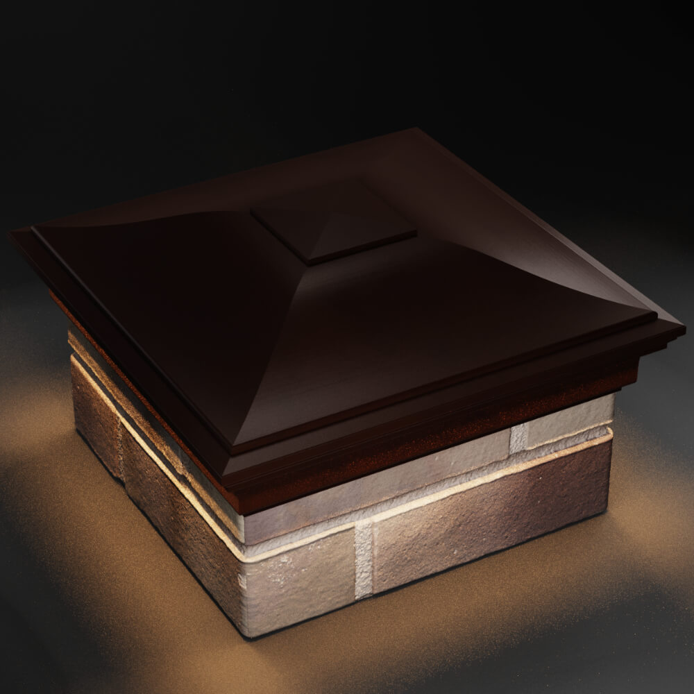 Колпак Zking Монблан Коричневый на столб 1.5х1.5 кирпича (385х385мм) с подсветкой в Добрянке фото