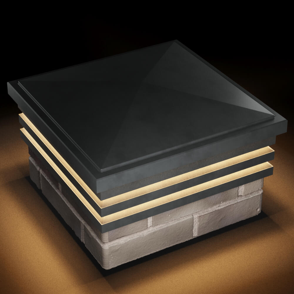 Колпак Zking Бона ХайТек Серый на столб 1.5х1.5 кирпича (385х385мм) с подсветкой в Добрянке фото