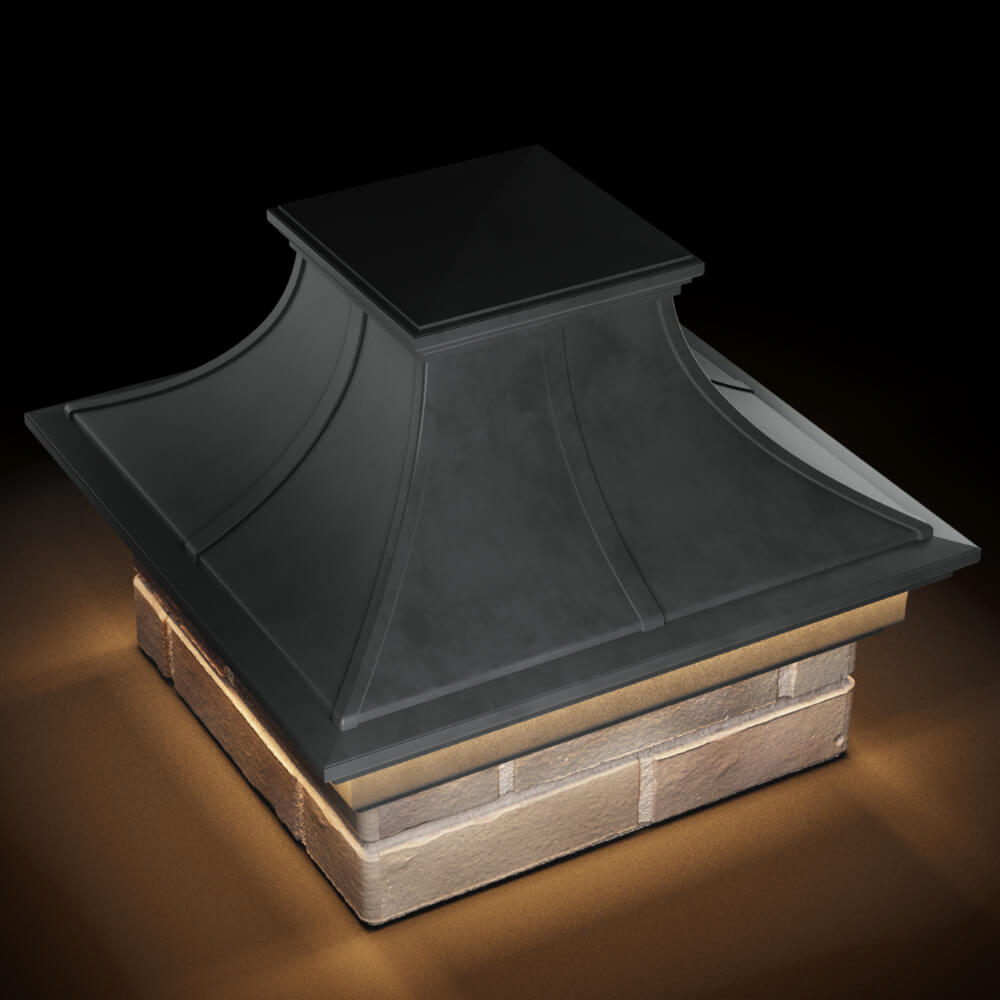 Колпак Zking Монблан Премиум Серый на столб 1.5х1.5 кирпича (385х385мм) с подсветкой в Добрянке фото