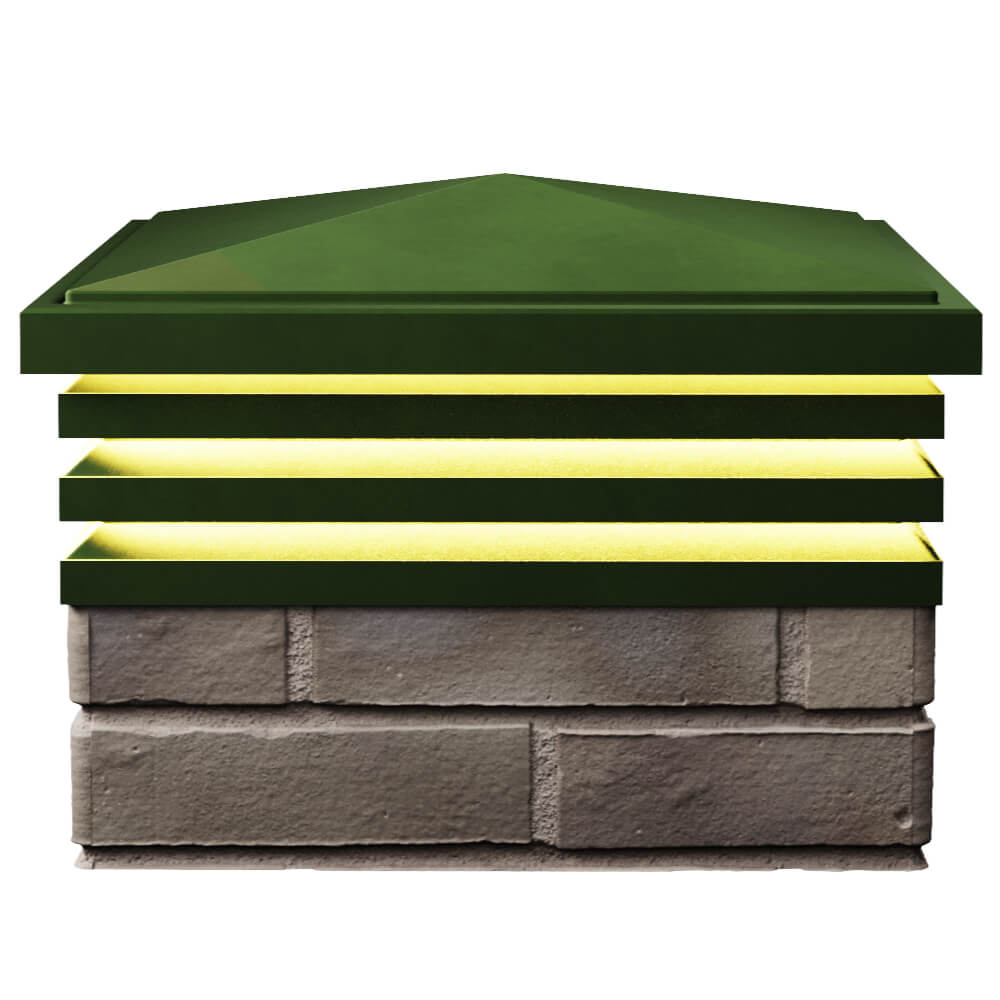 Колпак Zking Бона ХайТек Зеленый на столб 1.5х1.5 кирпича (385х385мм) с подсветкой в Добрянке фото