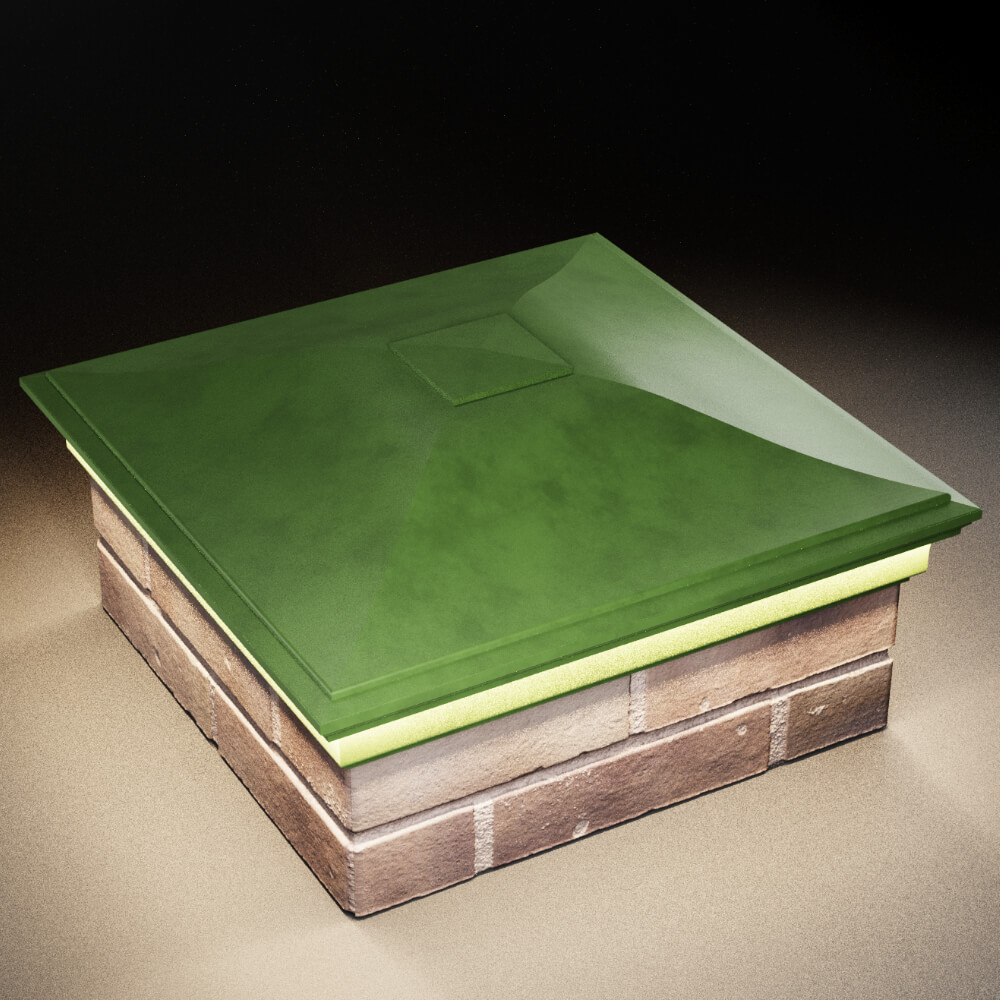 Колпак Zking Монблан Зеленый на столб 2х2 кирпича (515х515мм) c подсветкой в Добрянке фото