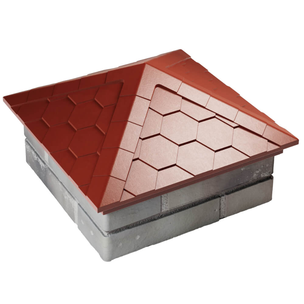 Колпак Zking Эверест Красный на столб 1.5х1.5 кирпича (390х390мм) в Добрянке фото