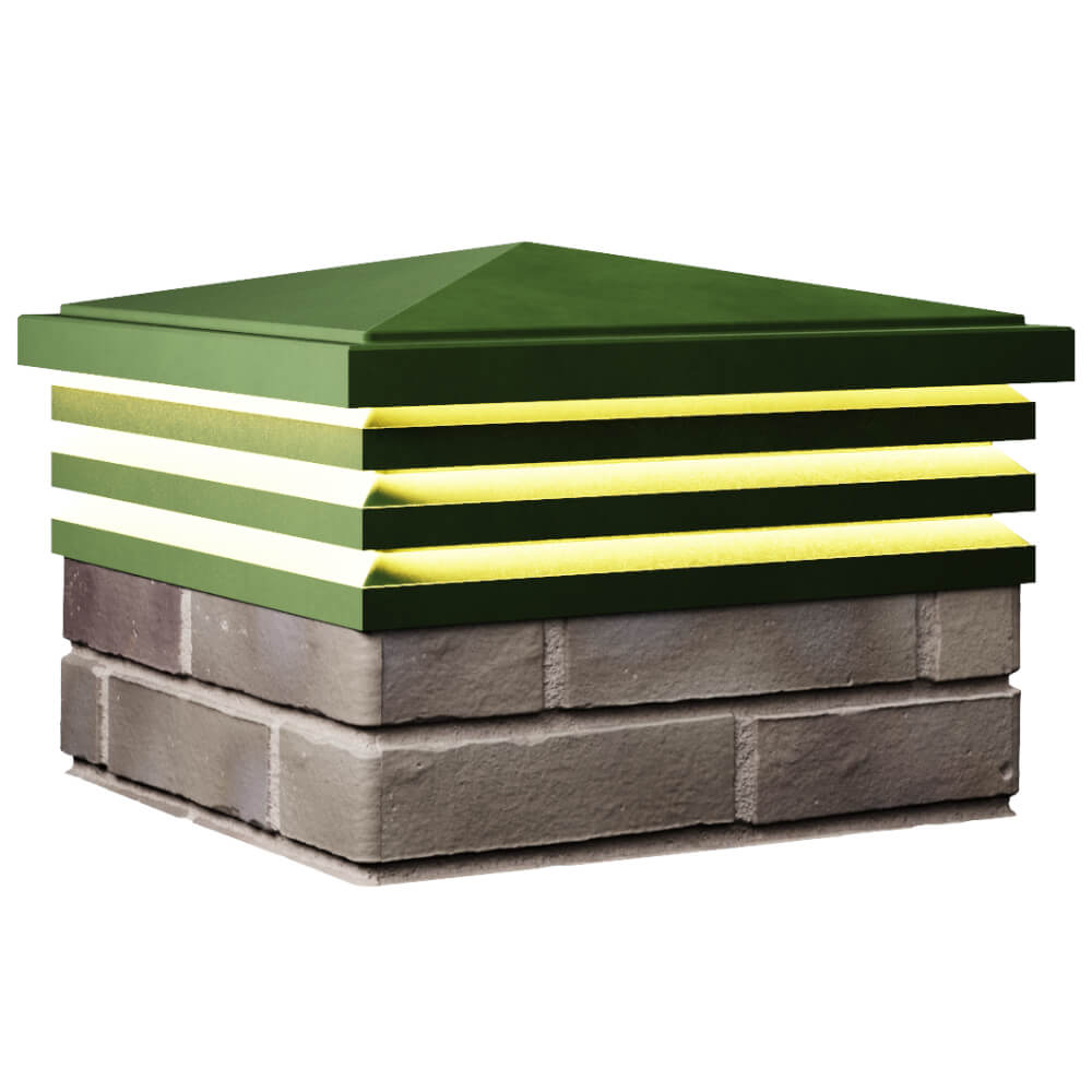 Колпак Zking Бона ХайТек Зеленый на столб 1.5х1.5 кирпича (385х385мм) с подсветкой в Добрянке фото