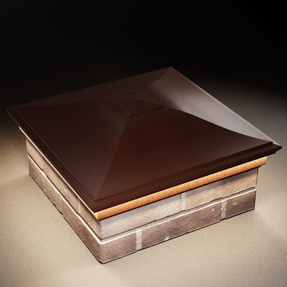 Колпак Zking Монблан Коричневый на столб 2х2 кирпича (515х515мм) c подсветкой в Добрянке фото