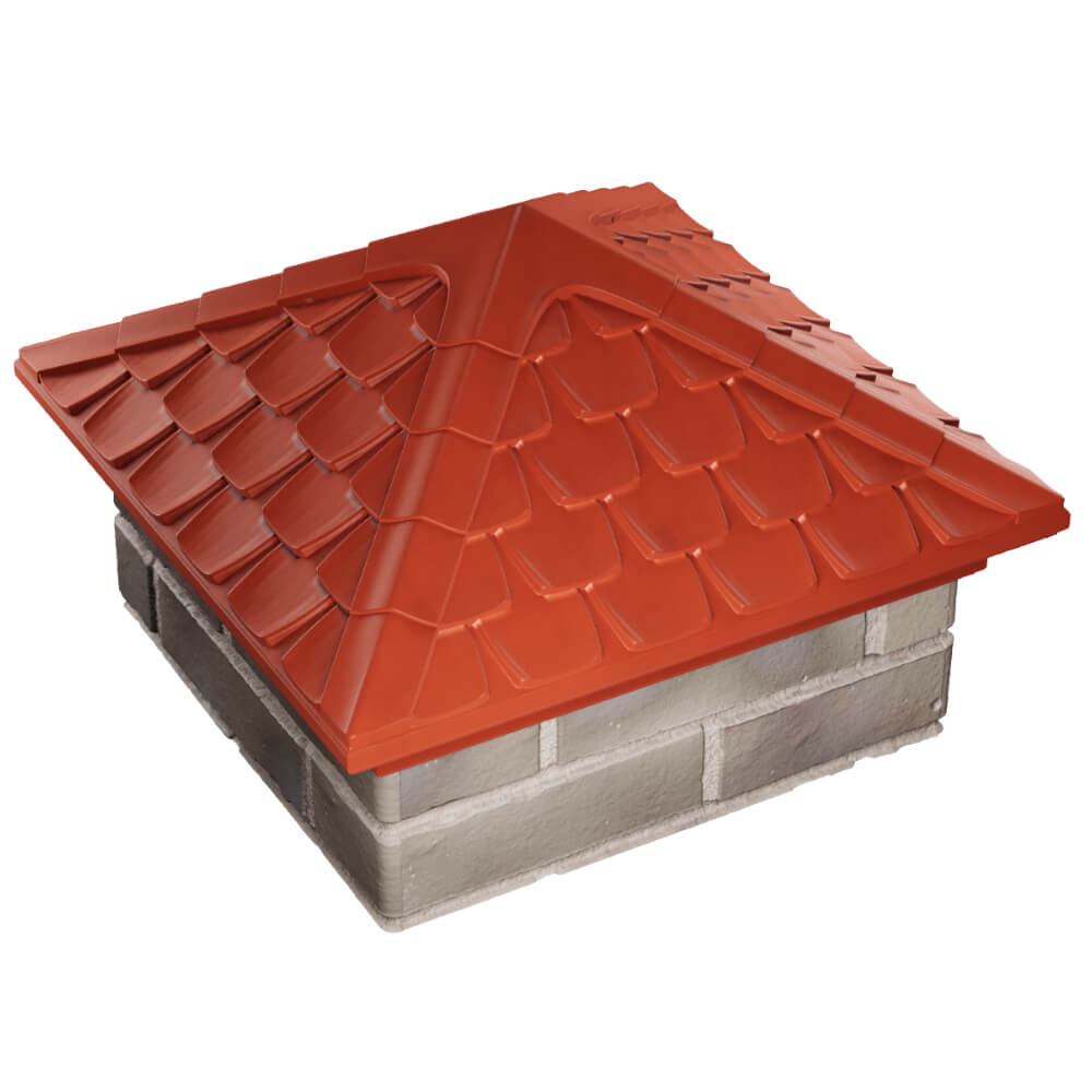 Колпак Zking Эльбрус Красный на столб 1.5х1.5 кирпича (385х385мм) в Добрянке фото