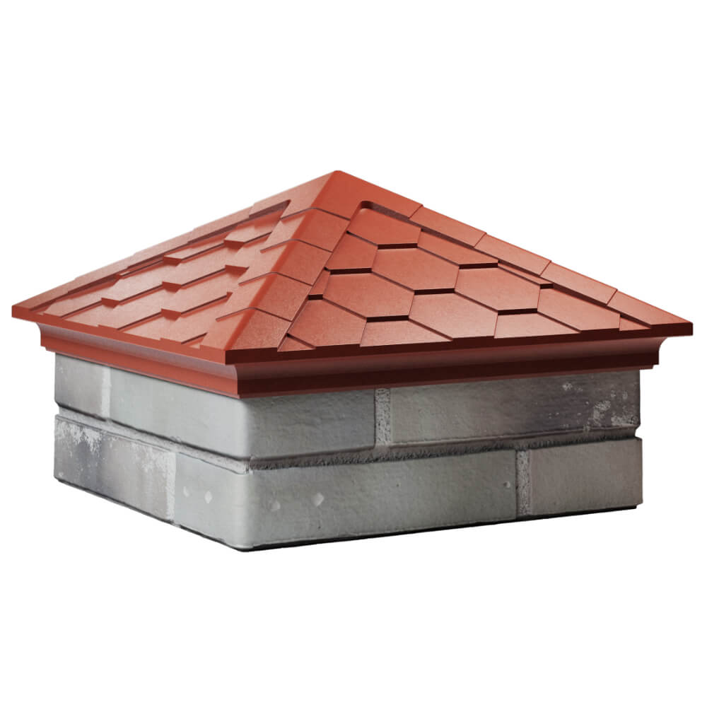 Колпак Zking Эверест Красный на столб 1.5х1.5 кирпича (390х390мм) в Добрянке фото