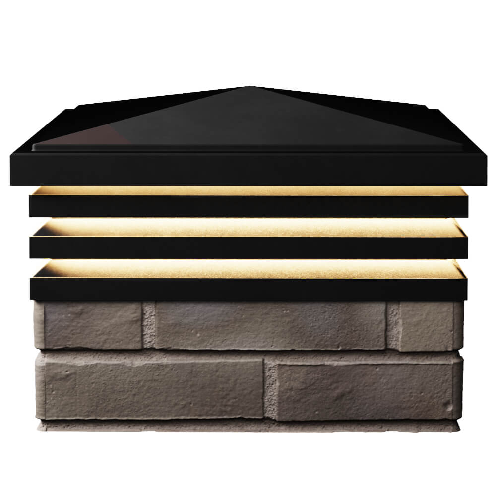 Колпак Zking Бона ХайТек Черный на столб 1.5х1.5 кирпича (385х385мм) с подсветкой в Добрянке фото