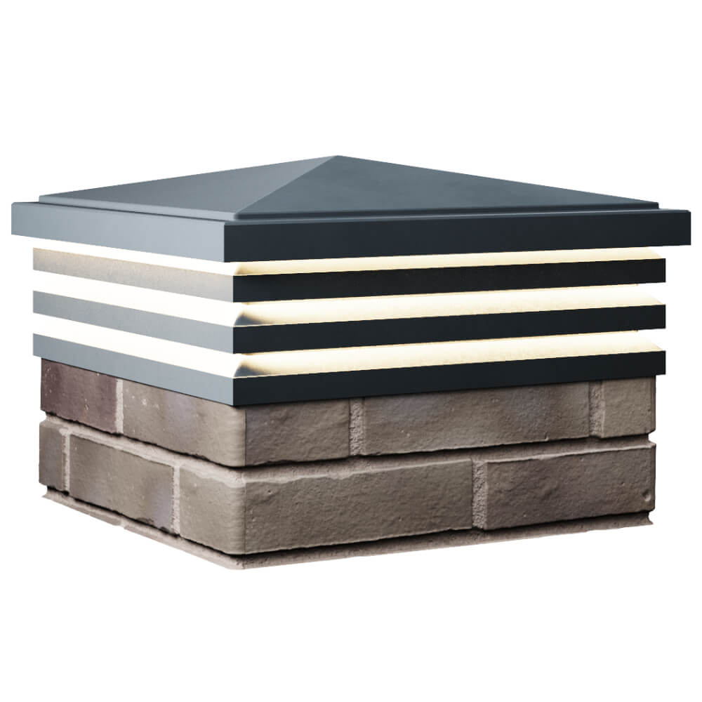 Колпак Zking Бона ХайТек Серый на столб 1.5х1.5 кирпича (385х385мм) с подсветкой в Добрянке фото