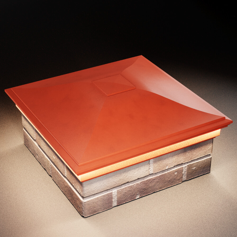 Колпак Zking Монблан Красный на столб 2х2 кирпича (515х515мм) c подсветкой в Добрянке фото