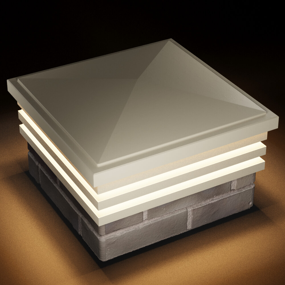 Колпак Zking Бона ХайТек Бежевый на столб 1.5х1.5 кирпича (385х385мм) с подсветкой в Добрянке фото