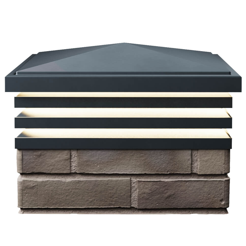 Колпак Zking Бона ХайТек Серый на столб 1.5х1.5 кирпича (385х385мм) с подсветкой в Добрянке фото