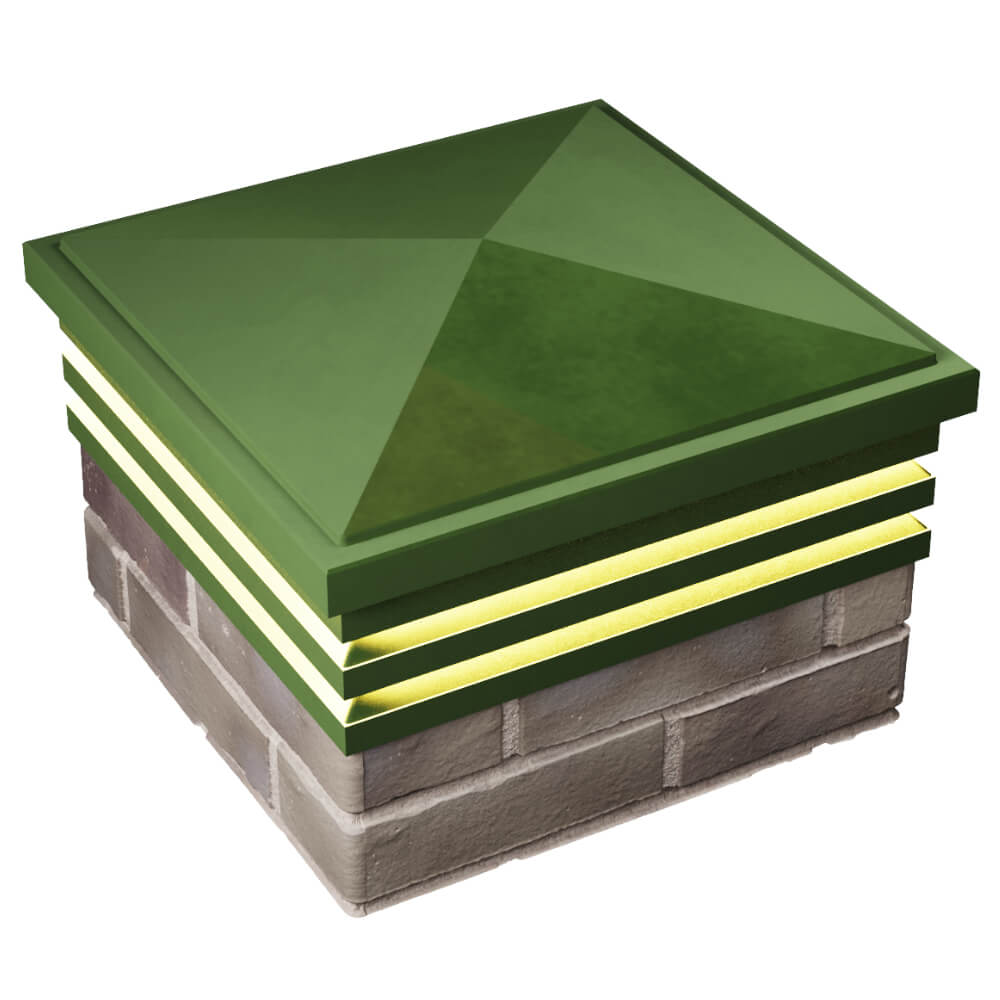 Колпак Zking Бона ХайТек Зеленый на столб 1.5х1.5 кирпича (385х385мм) с подсветкой в Добрянке фото