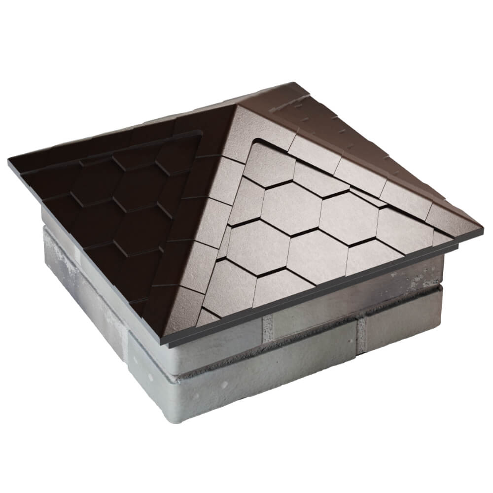 Колпак Zking Эверест Коричневый на столб 1.5х1.5 кирпича (390х390мм) в Добрянке фото