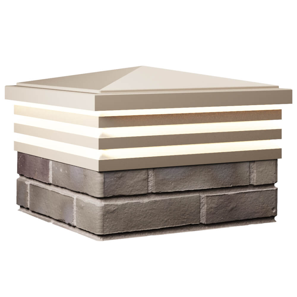 Колпак Zking Бона ХайТек Бежевый на столб 1.5х1.5 кирпича (385х385мм) с подсветкой в Добрянке фото