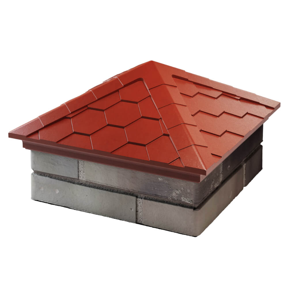 Колпак Zking Эверест Красный на столб 1.5х1.5 кирпича (390х390мм) в Добрянке фото