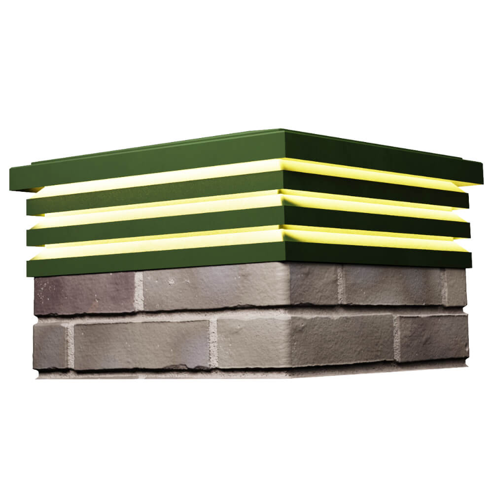 Колпак Zking Бона ХайТек Зеленый на столб 1.5х1.5 кирпича (385х385мм) с подсветкой в Добрянке фото