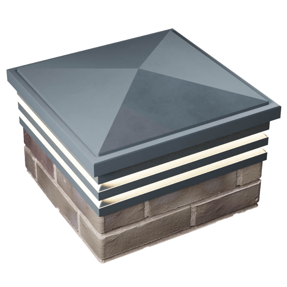 Колпак Zking Бона ХайТек Серый на столб 1.5х1.5 кирпича (385х385мм) с подсветкой в Добрянке фото