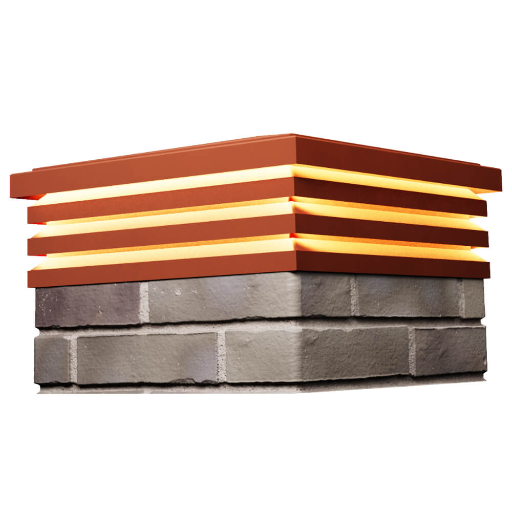 Колпак Zking Бона ХайТек Красный на столб 1.5х1.5 кирпича (385х385мм) с подсветкой в Добрянке фото