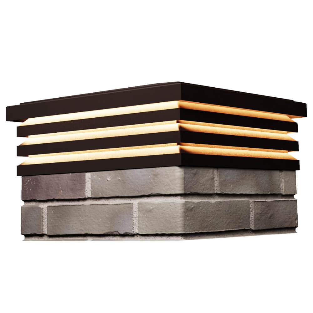 Колпак Zking Бона ХайТек Коричневый на столб 1.5х1.5 кирпича (385х385мм) с подсветкой в Добрянке фото