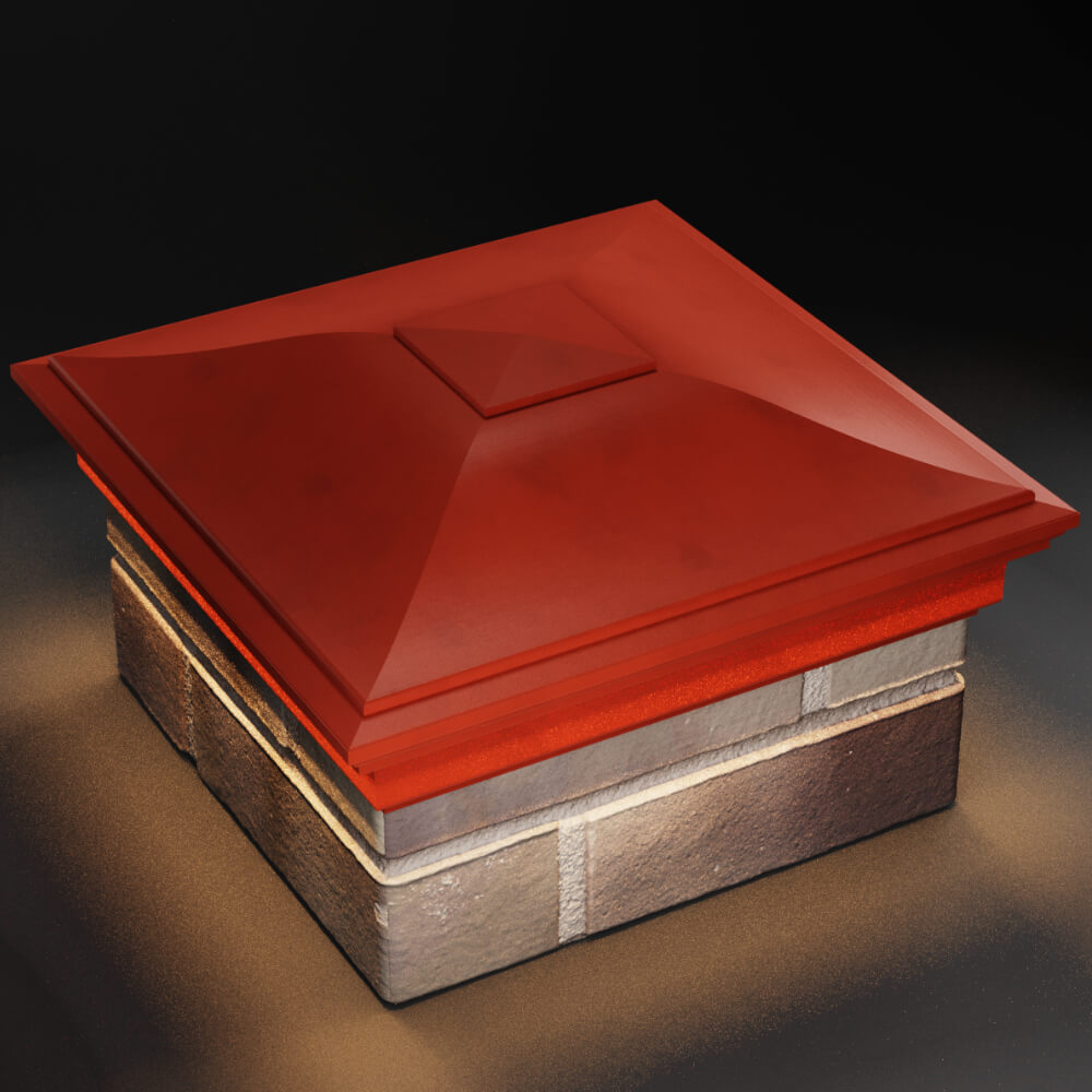 Колпак Zking Монблан Красный на столб 1.5х1.5 кирпича (385х385мм) с подсветкой в Добрянке фото