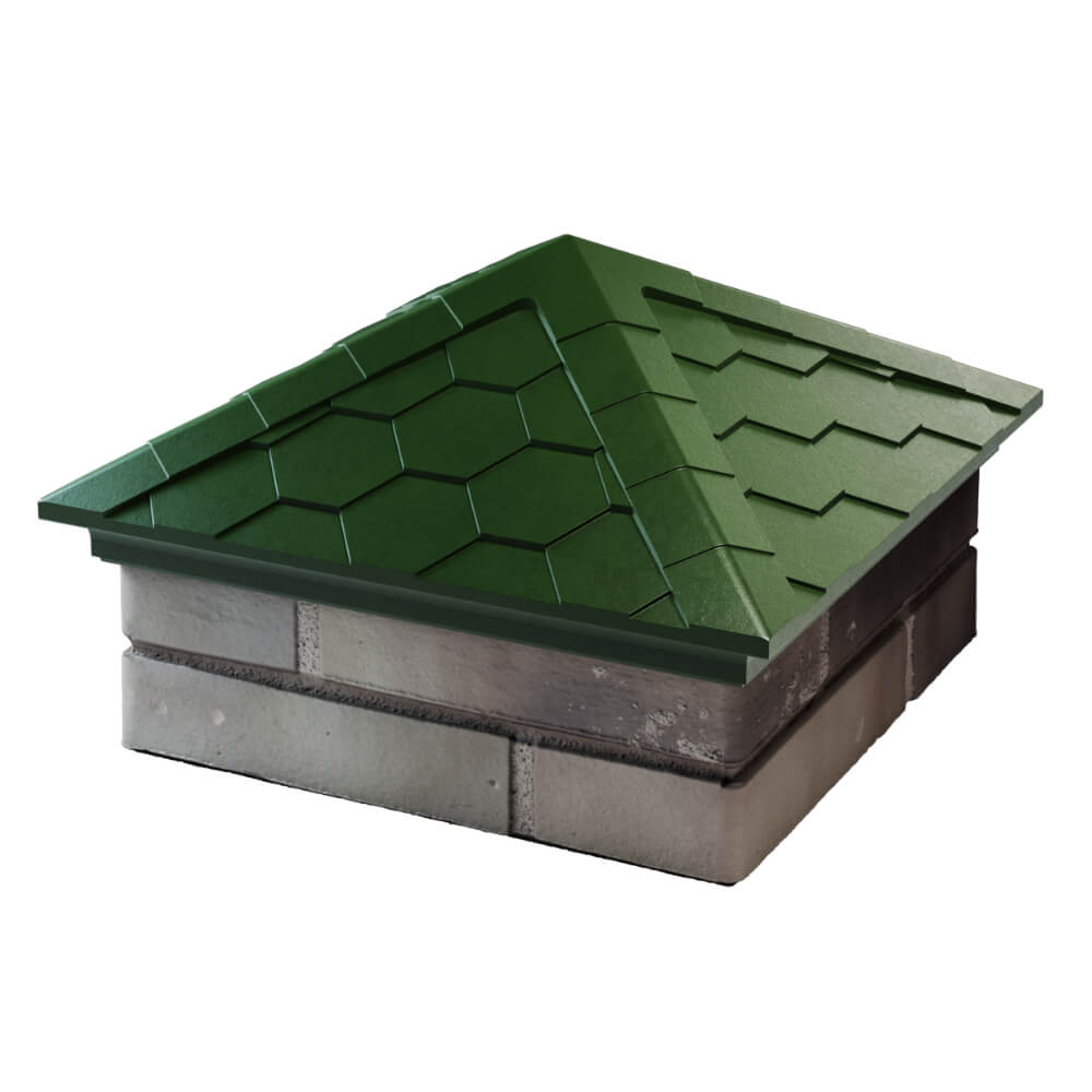 Колпак Zking Эверест Зеленый на столб 1.5х1.5 кирпича (390х390мм) в Добрянке фото