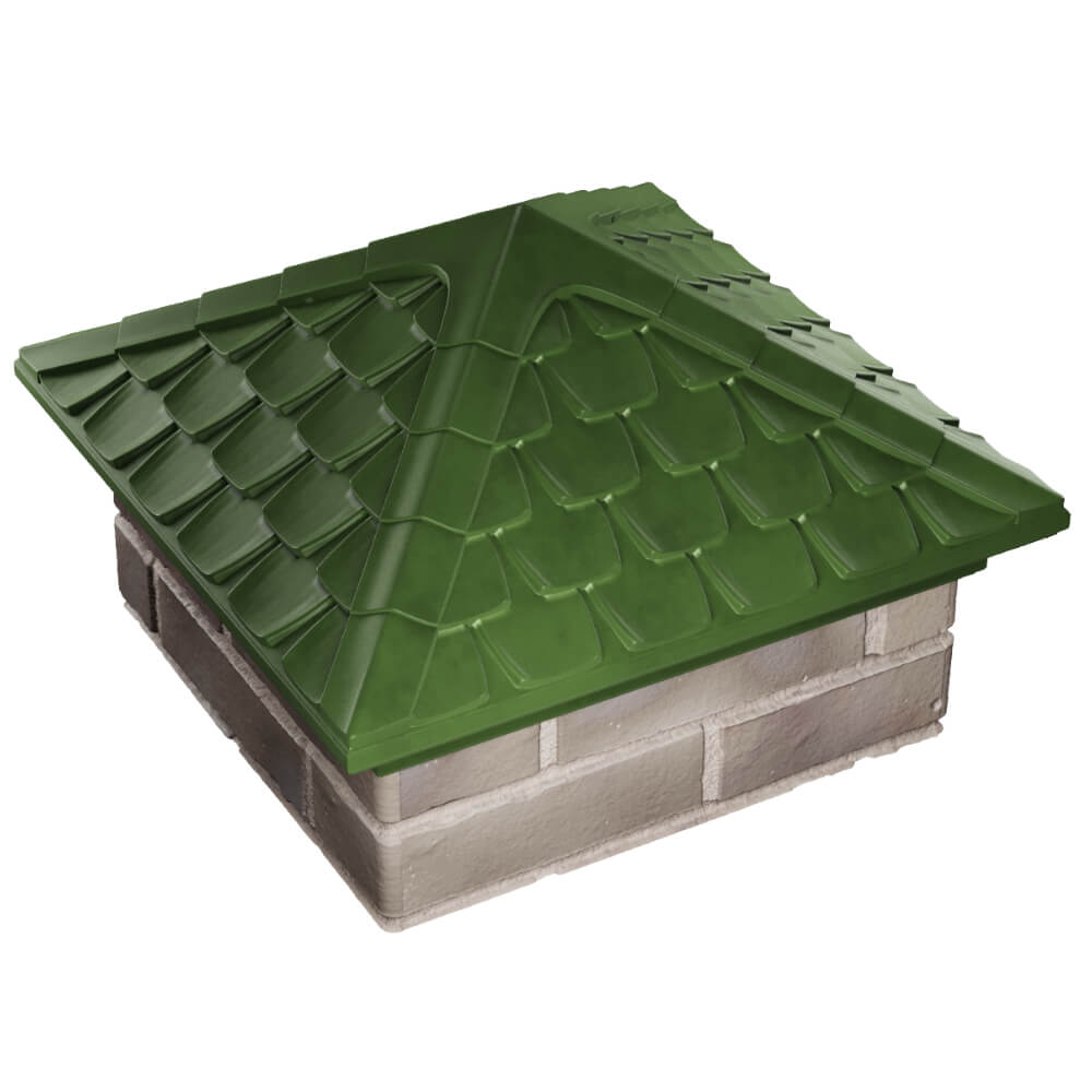 Колпак Zking Эльбрус Зеленый на столб 1.5х1.5 кирпича (385х385мм) в Добрянке фото