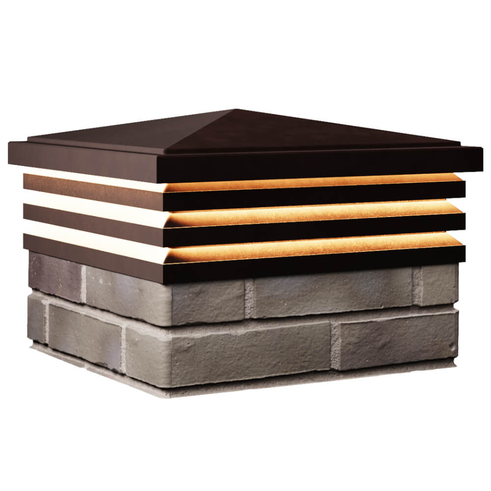 Колпак Zking Бона ХайТек Коричневый на столб 1.5х1.5 кирпича (385х385мм) с подсветкой в Добрянке фото