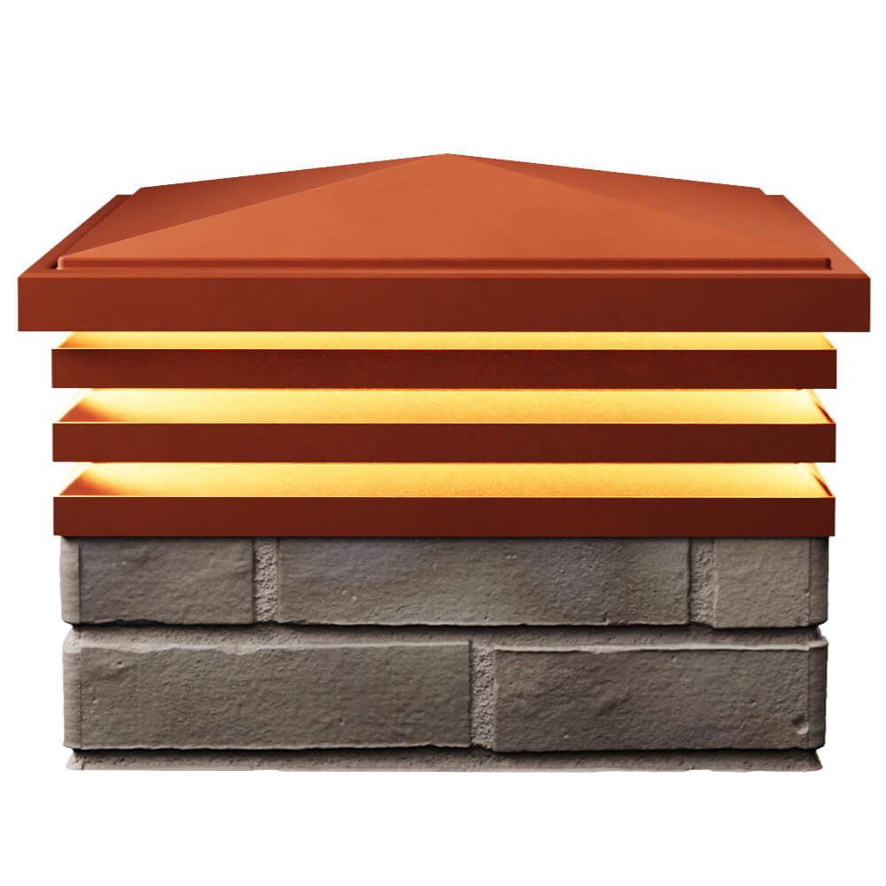 Колпак Zking Бона ХайТек Красный на столб 1.5х1.5 кирпича (385х385мм) с подсветкой в Добрянке фото