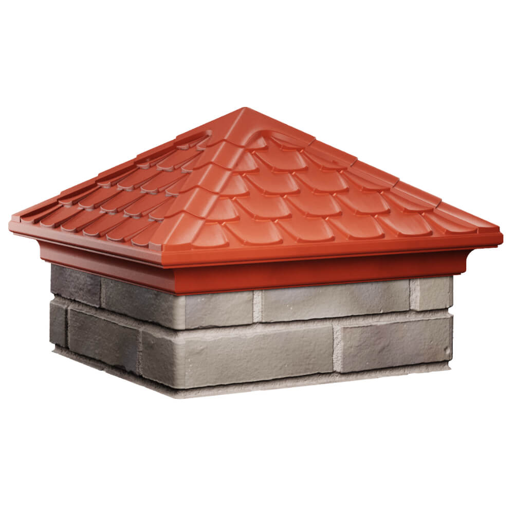 Колпак Zking Эльбрус Красный на столб 1.5х1.5 кирпича (385х385мм) в Добрянке фото
