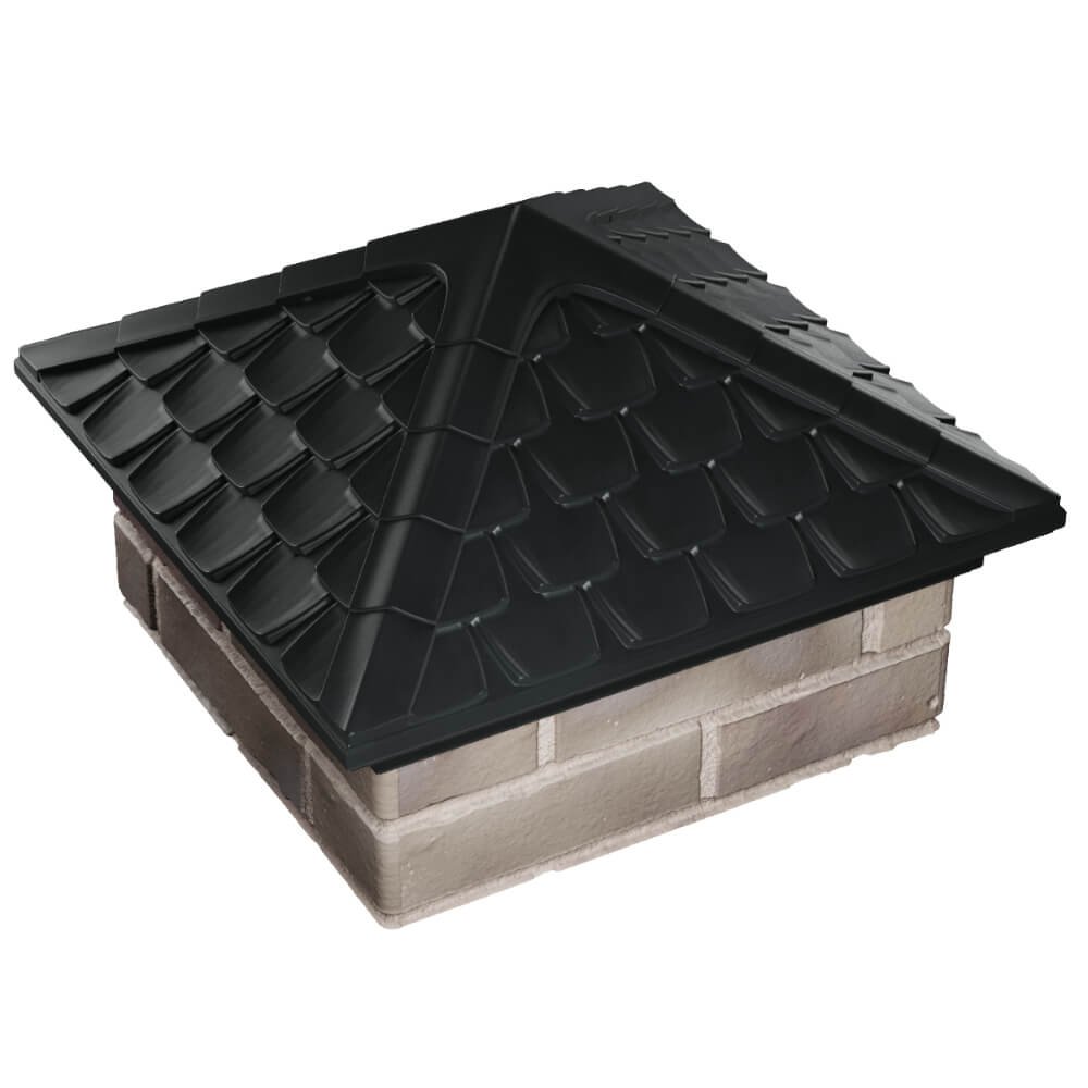 Колпак Zking Эльбрус Черный на столб 1.5х1.5 кирпича (385х385мм) в Добрянке фото