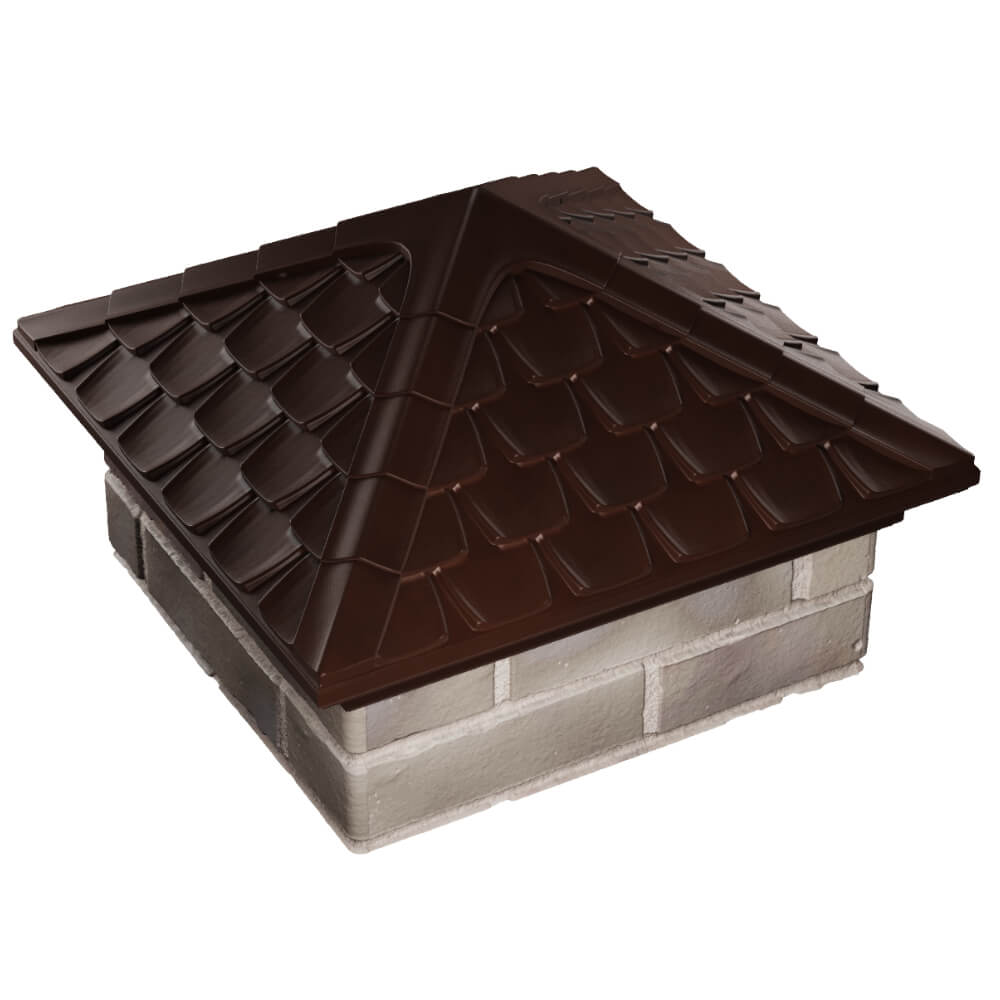 Колпак Zking Эльбрус Коричневый на столб 1.5х1.5 кирпича (385х385мм) в Добрянке фото