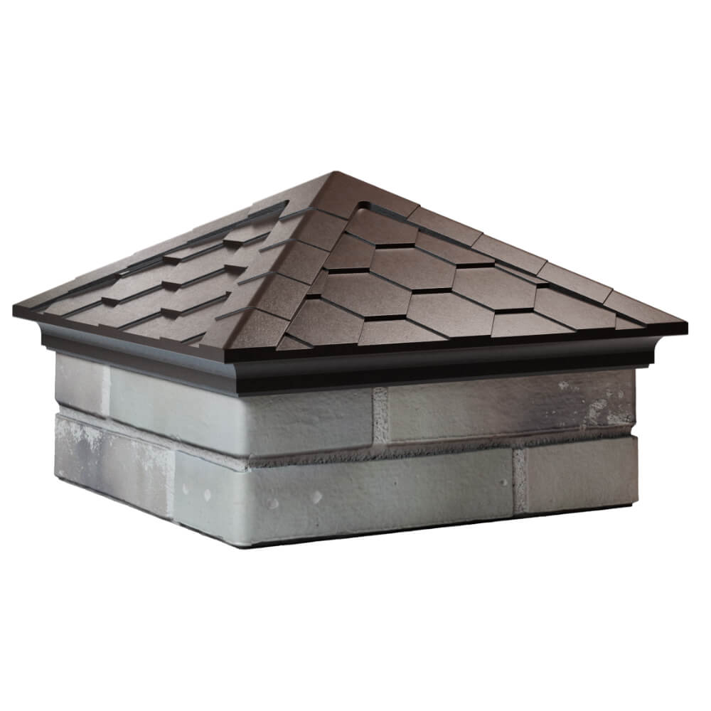 Колпак Zking Эверест Коричневый на столб 1.5х1.5 кирпича (390х390мм) в Добрянке фото