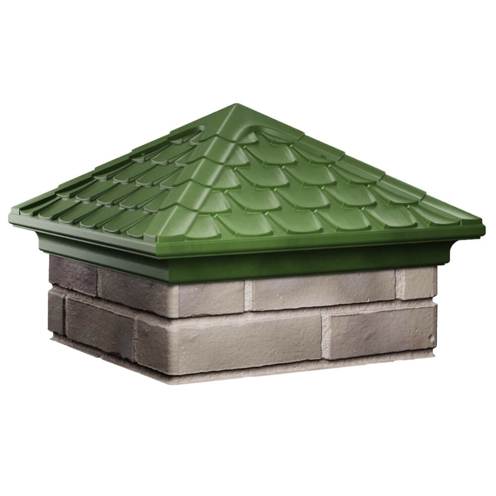 Колпак Zking Эльбрус Зеленый на столб 1.5х1.5 кирпича (385х385мм) в Добрянке фото