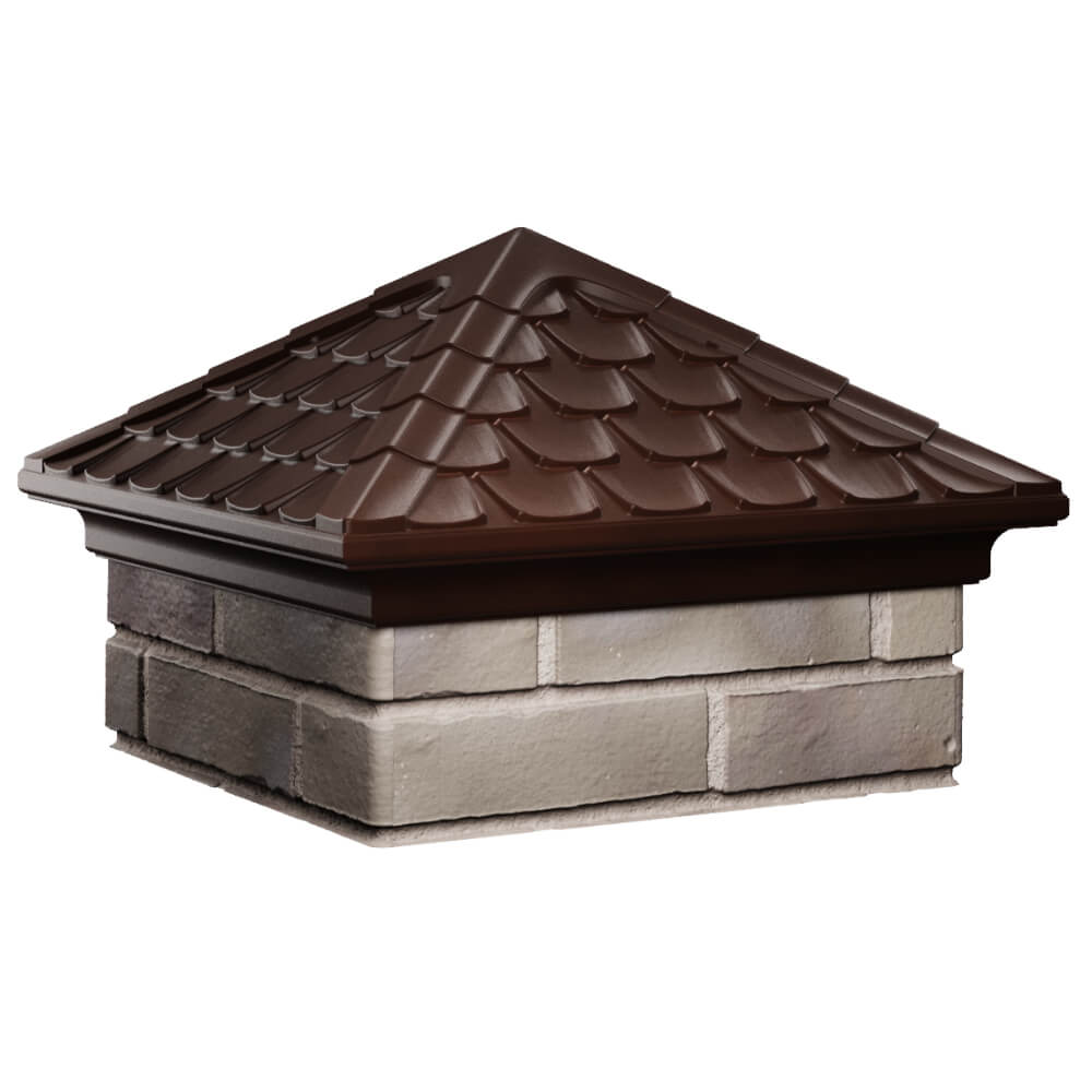 Колпак Zking Эльбрус Коричневый на столб 1.5х1.5 кирпича (385х385мм) в Добрянке фото