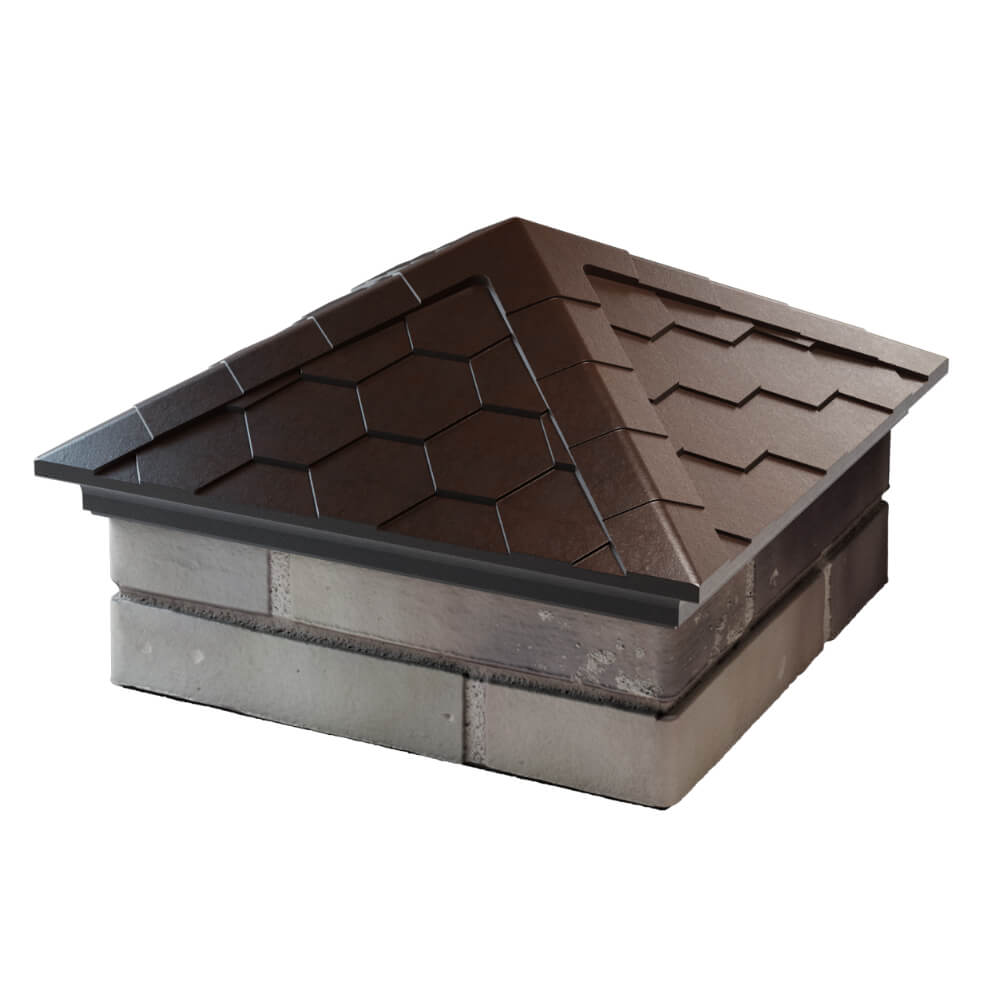 Колпак Zking Эверест Коричневый на столб 1.5х1.5 кирпича (390х390мм) в Добрянке фото
